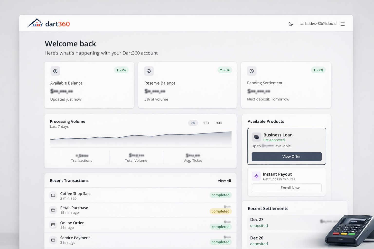 Merchant dashboard preview
